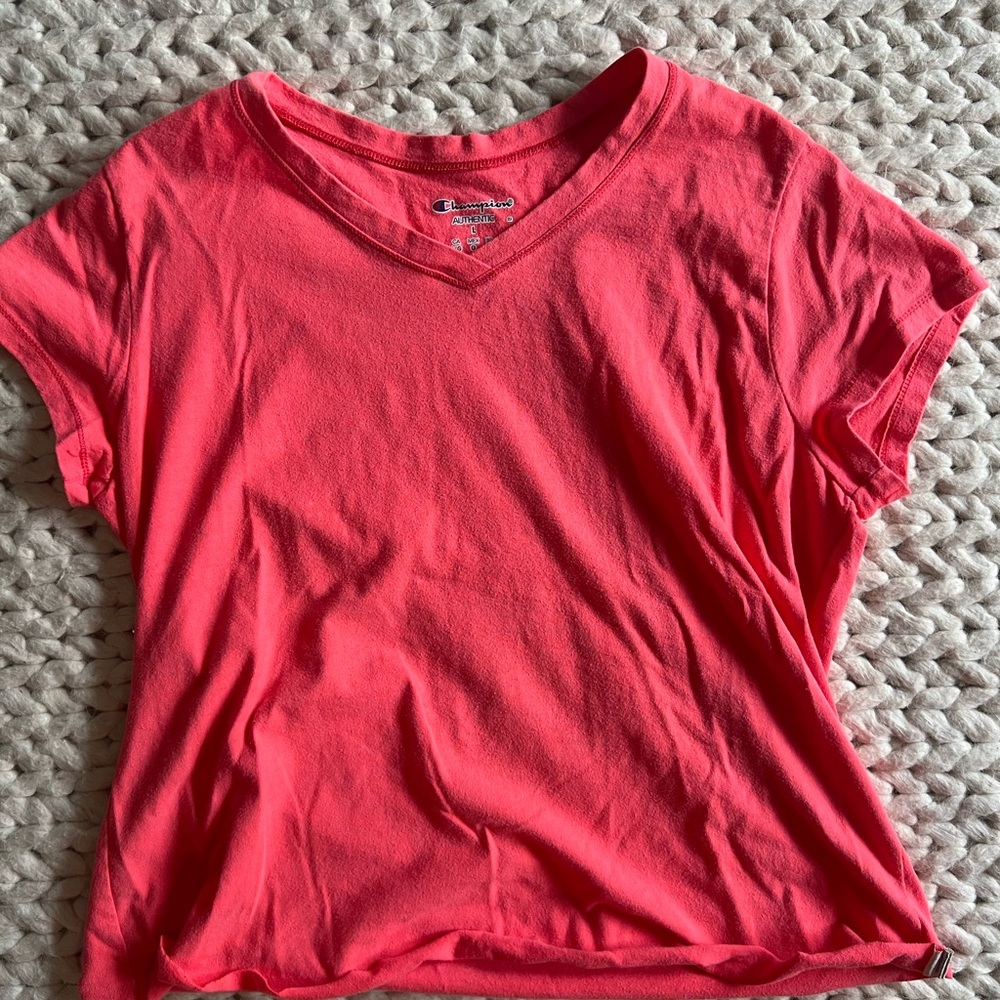 Champion Women's Coral V-Neck Tee